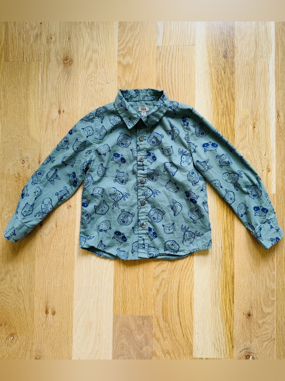Maximus Rex Woodland Animal-Print Button Down Shirt - Size 4T